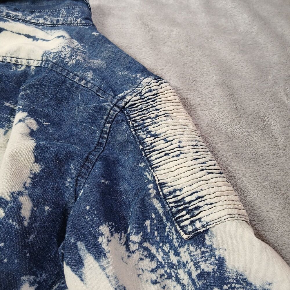 GS-115 L Denim Shacket Blue Acid-Wash Metropolitan-Grunge Indie-Sleaze Utility L - Picture 7 of 12